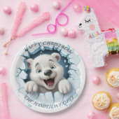 かわいいホッキョクグマ3Dクリスマス ペーパープレート (パーティー)