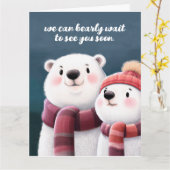 かわいいホッキョクグマ、スカーフを身に着けたカブ カード (黄色い花)