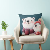 かわいいホッキョクグマ、スカーフを身に着けたカブ クッション (椅子)