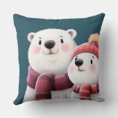 かわいいホッキョクグマ、スカーフを身に着けたカブ クッション (裏面)