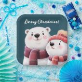 かわいいホッキョクグマ、スカーフを身に着けたカブ ペーパープレート (パーティー)