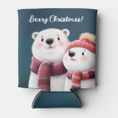 かわいいホッキョクグマ、スカーフを身に着けたカブ 缶クーラー (正面)