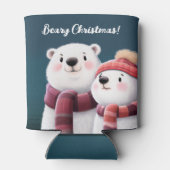 かわいいホッキョクグマ、スカーフを身に着けたカブ 缶クーラー (裏面)