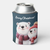 かわいいホッキョクグマ、スカーフを身に着けたカブ 缶クーラー (缶裏面)