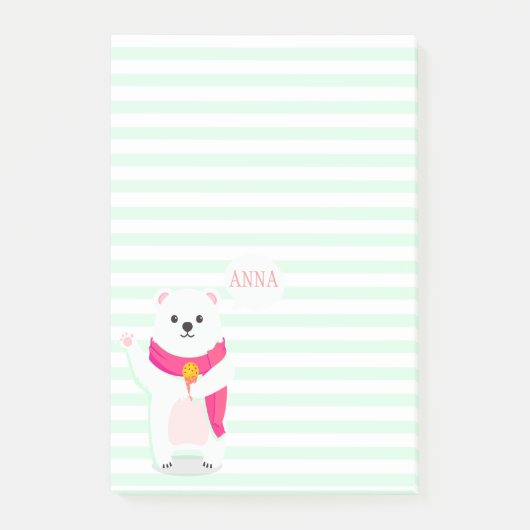 かわいいホッキョクグマ |パーソナライズされた投稿メモ ポストイット (正面)