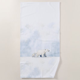 かわいいホッキョクグマ ビーチタオル