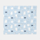 かわいいホッキョクグマ フリースブランケット (正面(横))