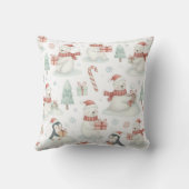 かわいいホッキョクグマ & ペンギン クリスマス クッション (裏面)