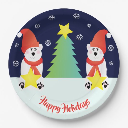 かわいいホッキョクグマ ペーパープレート (正面)