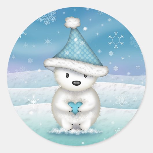 かわいいホッキョクグマ ラウンドシール (正面)