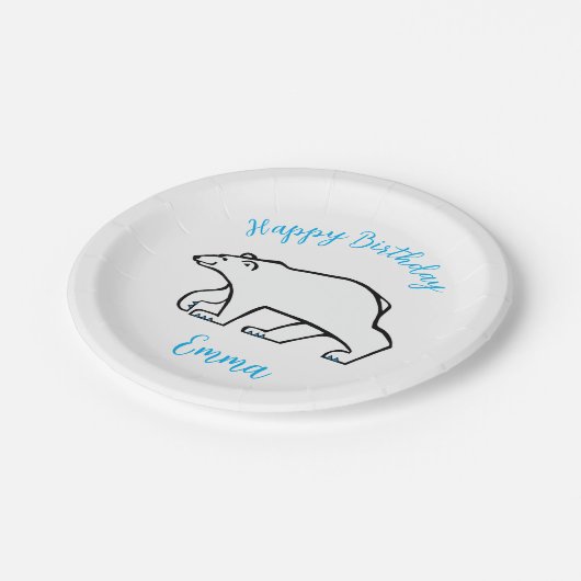 かわいいホッキョクグマ – 野生動物 – パーティー ペーパープレート (アングル)