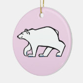 かわいいホッキョクグマ – 野生動物 – 北極色ピンク セラミックオーナメント (左)