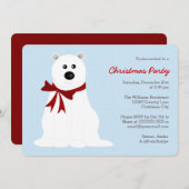 かわいいホッキョクグマonアイスブルーのクリスマスパーティー 招待状 (正面/裏面)