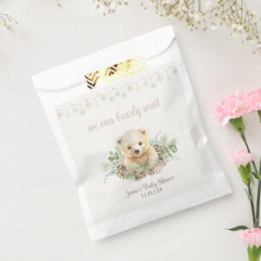 かわいいホッキョクベアキュブ真夏待ち冬の赤ちゃんシャワー フェイバーバッグ (封をした状態)