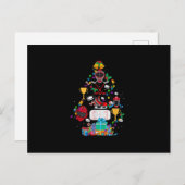 かわいいホッケークリスマス飾りツリーおもしろいギフトボーイ インビテーションポストカード (正面/裏面)