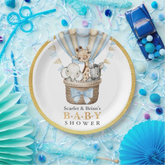 かわいいホットエアバルーンサファリ動物の赤ちゃんシャワー ペーパープレート (パーティー)