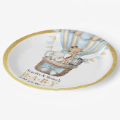 かわいいホットエアバルーンサファリ動物の赤ちゃんシャワー ペーパープレート (アングル)