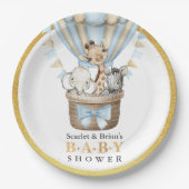 かわいいホットエアバルーンサファリ動物の赤ちゃんシャワー ペーパープレート (正面)