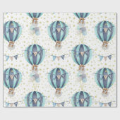 かわいいホットエアバルーンブルー男の赤ちゃんシャワーギフト ラッピングペーパー (フラット)