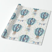 かわいいホットエアバルーンブルー男の赤ちゃんシャワーギフト ラッピングペーパー (アンロールド)