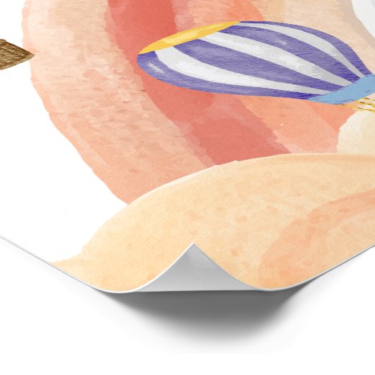 かわいいホットエアバルーン虹の赤ちゃんシャワーへようこそ ポスター (角)