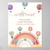 かわいいホットエアバルーン虹の赤ちゃんシャワーへようこそ ポスター (正面)