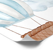 かわいいホットエアバルーン雲ボーイベビーシャワーへようこそ ポスター (角)