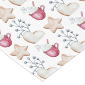 かわいいホットココアとクッキーの水色 ショートテーブルランナー (コーナー)