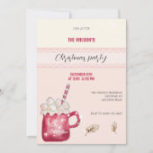 かわいいホットココアマグカップイラストレーションウォーターカラーアート 招待状 (正面)