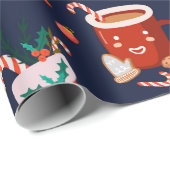 かわいいホットチョコレートクッキー&ストッキングクリスマス ラッピングペーパー (ロールコーナー)