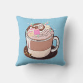 かわいいホットチョコレートマシュマロ漫画 クッション (裏面)