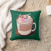 かわいいホットチョコレートマシュマロ漫画 クッション (ブランケット)