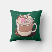 かわいいホットチョコレートマシュマロ漫画 クッション (裏面)