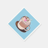 かわいいホットチョコレートマシュマロ漫画 スタンダードカクテルナプキン (角)