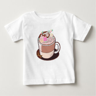 かわいいホットチョコレートマシュマロ漫画 ベビーTシャツ