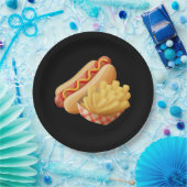 かわいいホットドッグとフランスのポテト ペーパープレート (パーティー)