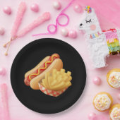かわいいホットドッグとフランスのポテト ペーパープレート (パーティー)
