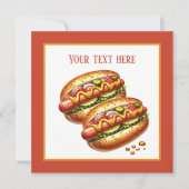 かわいいホットドッグパーティー 招待状 (正面)