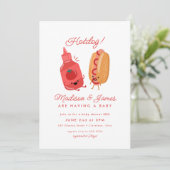 かわいいホットドッグピクニックベビーBBQ赤ベビーシャワー 招待状 (スタンド正面)