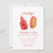 かわいいホットドッグピクニックレッドBBQカップルブライダルシャワー 招待状 (正面)