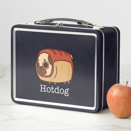 かわいいホットドッグ |かわいいパグ犬の恋人 メタルランチボックス (インサイチュ)