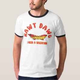 かわいいホットドッグ 僕は休暇が欲しい レトロな漫画のホットドッグ Tシャツ