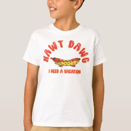 かわいいホットドッグ 僕は休暇が欲しい レトロ カートゥーン おもしろ Tシャツ