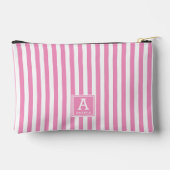 かわいいホットバラピンクストライプイニシャル アクセサリーポーチ (裏面)