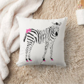 かわいいホットピンクと黒ガーリーゼブラの名前 クッション (ブランケット)