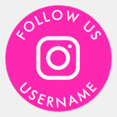 かわいいホットピンクのカスタムinstagramソーシャルメディア ラウンドシール (正面)