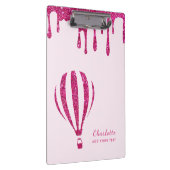 かわいいホットピンクのグリッターモノグラム クリップボード (右)