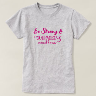 かわいいホットピンクの強い勇敢なシンプルグレー Tシャツ