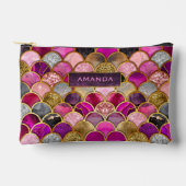 かわいいホットピンクの金ゴールドマーメイドはかりで測ガーリー アクセサリーポーチ (正面)