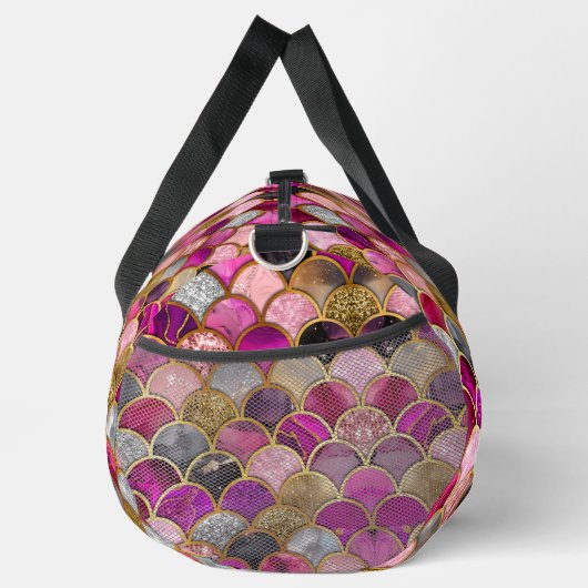 かわいいホットピンクの金ゴールドマーメイドはかりで測ガーリー ダッフルバッグ (右)